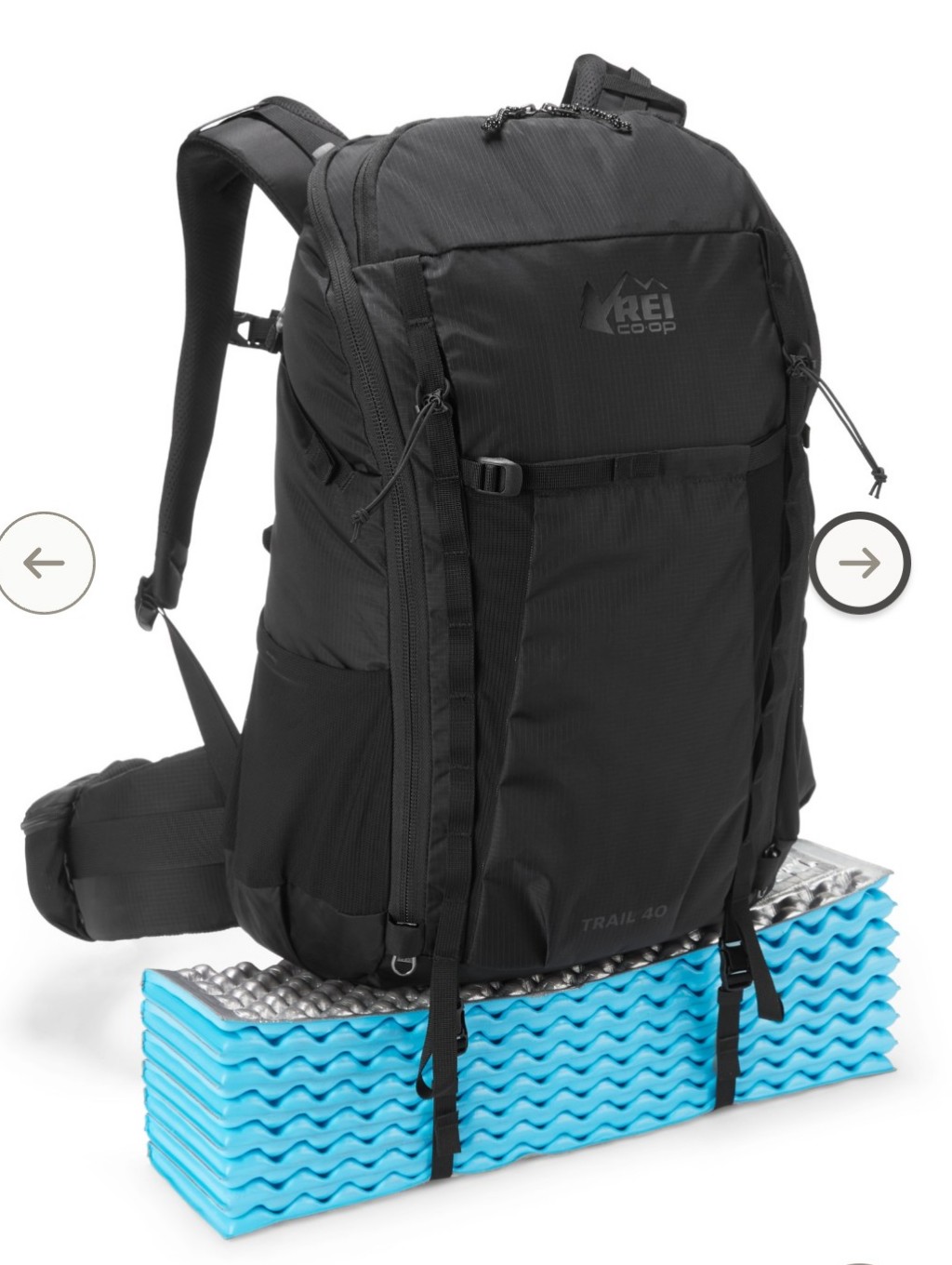 Rei Trail 40 Men's Large Hiking Black Backpack, Exc Condition — image 2 of 8